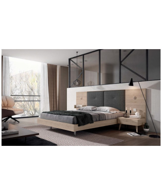 Cabecero de dormitorio tapizado en color gris oscuro