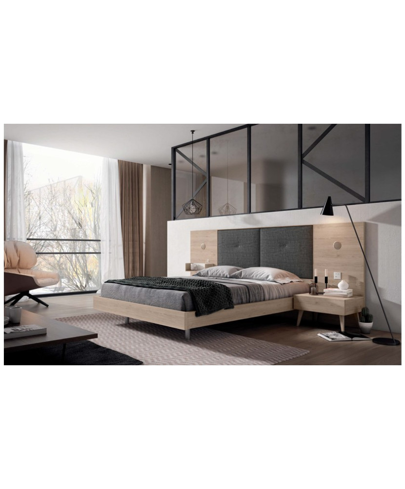 Cabecero de dormitorio tapizado en color gris oscuro Cabecero de dormitorio tapizado en color gris oscuro
