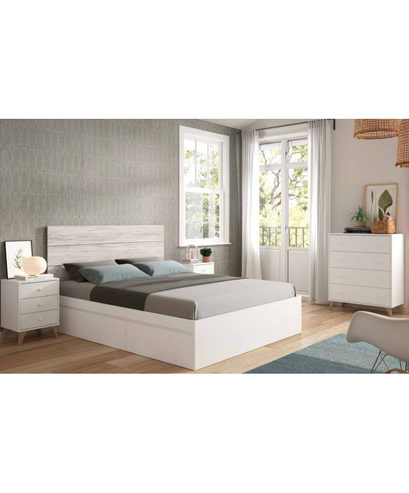Dormitorio con cama con cajones sinfonier y 2 mesitas Dormitorio con cama con cajones sinfonier y 2 mesitas