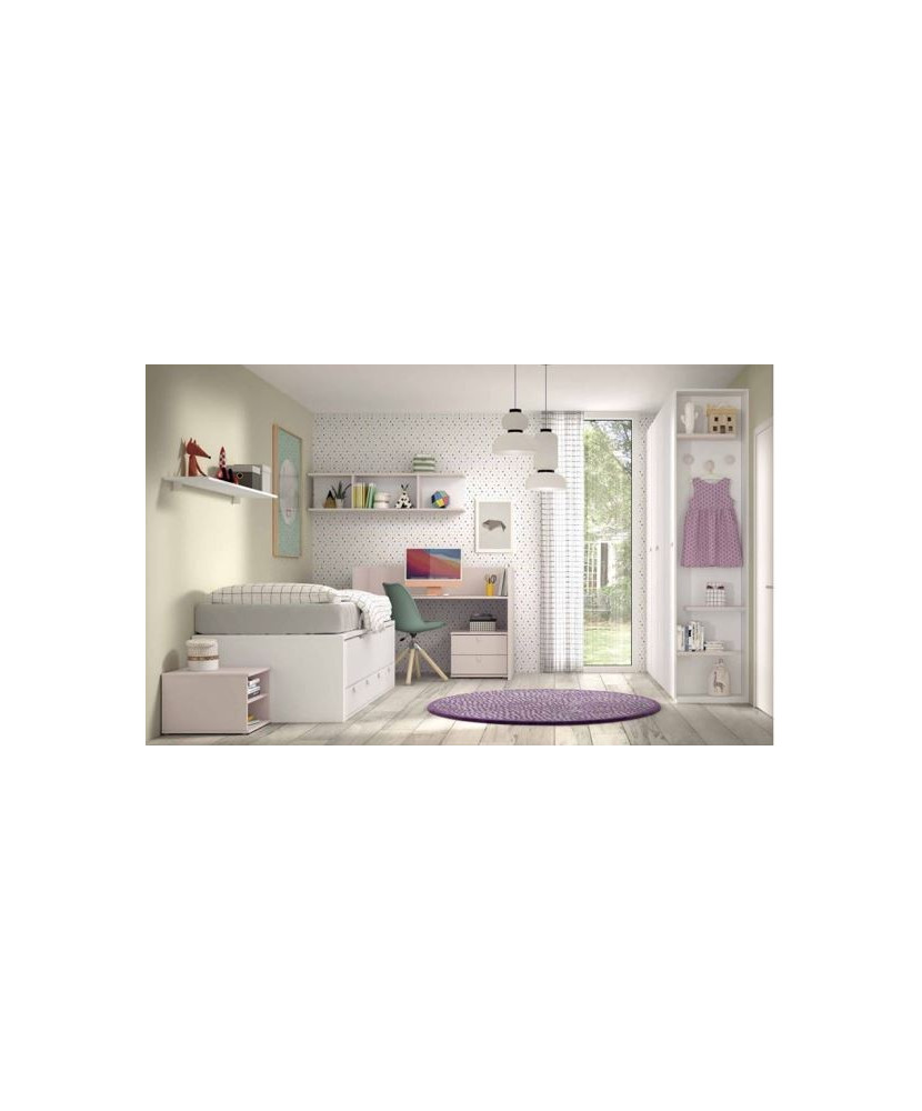 Dormitorio infantil con cuna convertible completo