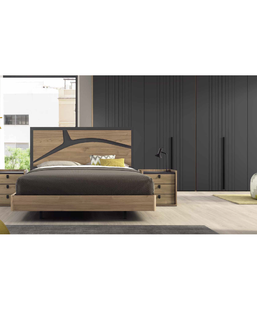 Moderno dormitorio principal en tonos sena y carbono