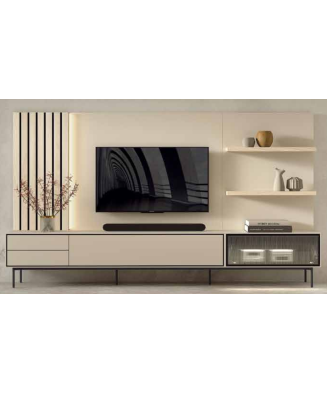 Mueble de salón moderno con elegante cristalera y líneas rectas