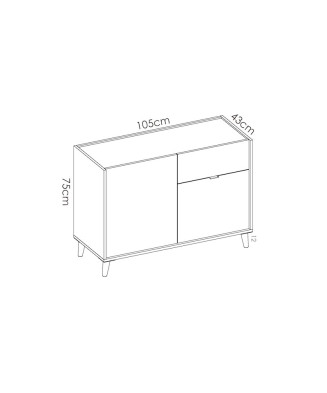 Aparador de 2 puertas con 1 cajón