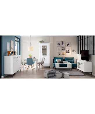 Conjunto de muebles de salón completo en color madera blanco mate
