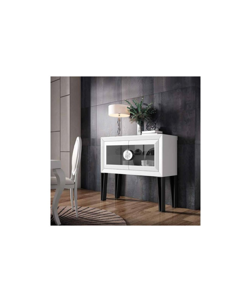 Mueble auxiliar blanco con patas acabado grafito