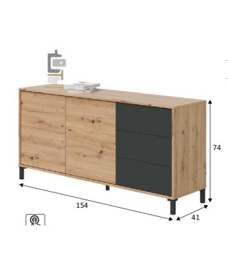 Aparador de 2 puertas y 3 cajones