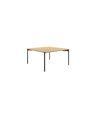 Mesa de centro cuadrada de madera de 80x80cm con patas metálicas negras