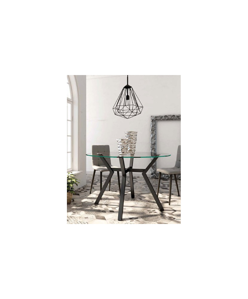 Mesa de comedor redonda de cristal