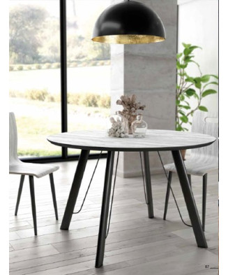 Mesa de comedor redonda con patas metálicas de 120cm de diámetro