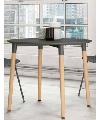 Mesa de comedor redonda de 90cm de diámetro con patas de madera