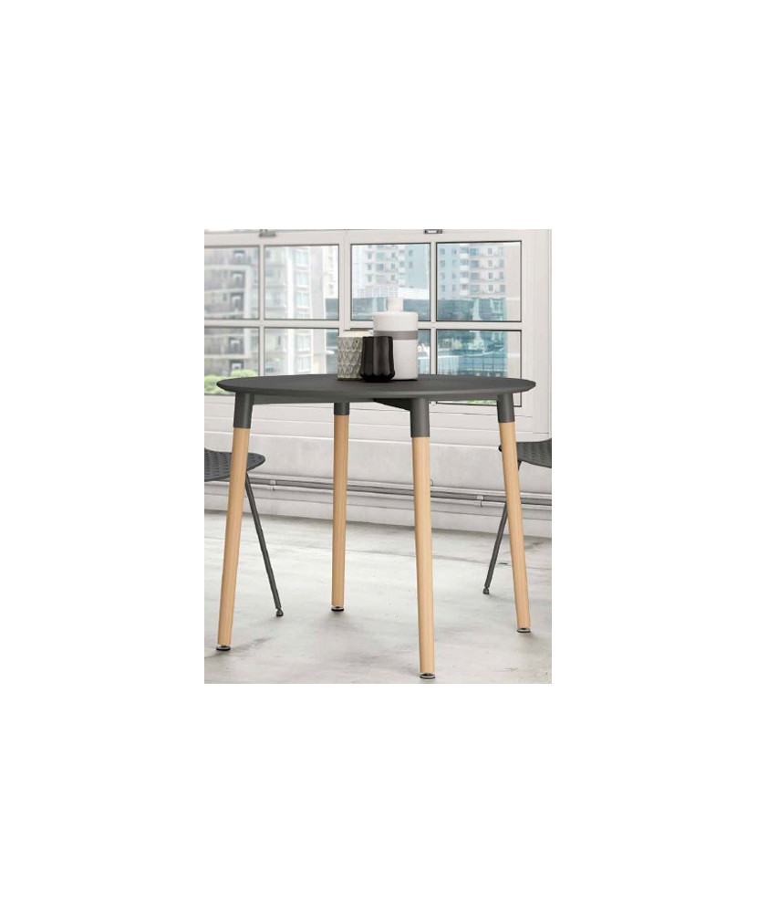 Mesa de comedor redonda de 90cm de diámetro con patas de madera Mesa de comedor redonda de 90cm de diámetro con patas de madera