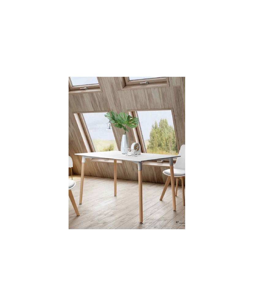 Mesa de comedor rectangular de 120cm con patas de madera Mesa de comedor rectangular de 120cm con patas de madera