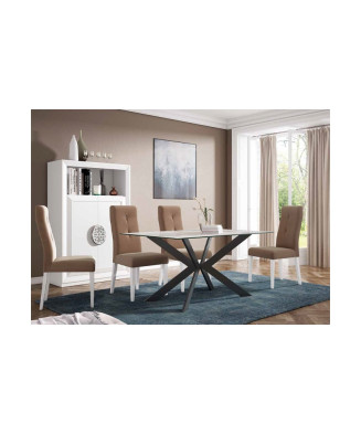 Mesa y silla de salón tapizadas