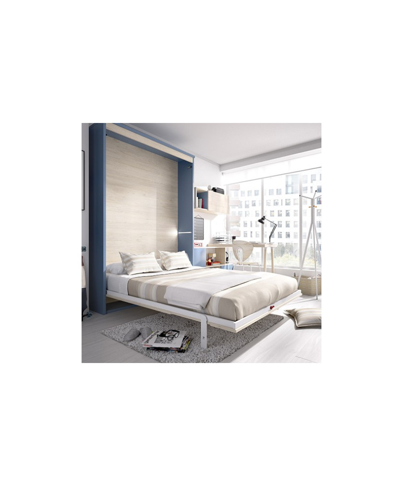 Amplia cama abatible con escritorio y estantería