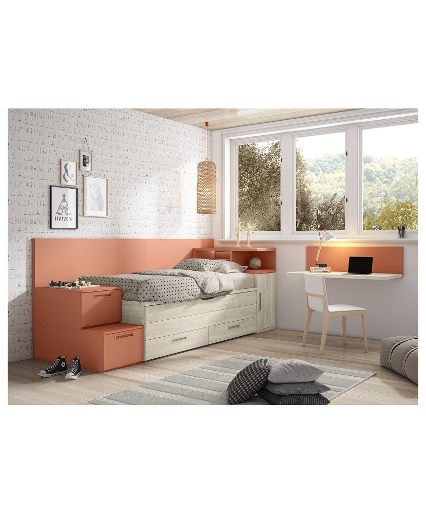 Cama compacta con escritorio