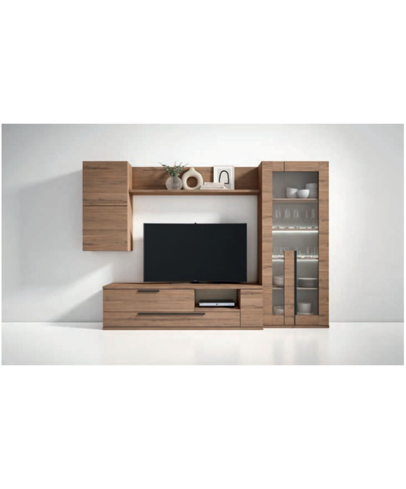 Mueble de comedor  con vitrina en color noce sabi