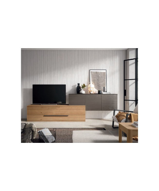 Mueble de comedor con puerta abatible y cajón inferior con tirador color natural - lava