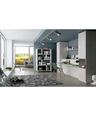 Cama plegable juvenil con mesa y armarios