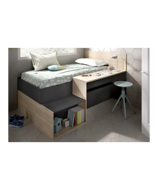 Cama compacta con escritorio y almacenaje