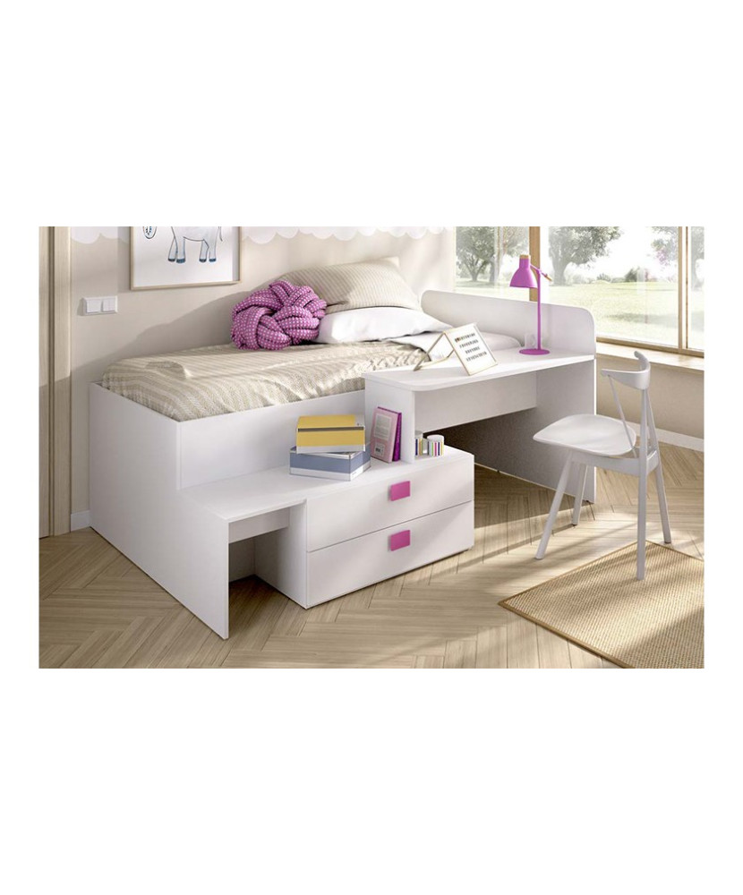 Cama juvenil compacta con escritorio y almacenaje Cama juvenil compacta con escritorio y almacenaje