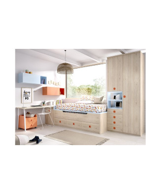 Dormitorio juvenil con gran capacidad de almacenaje