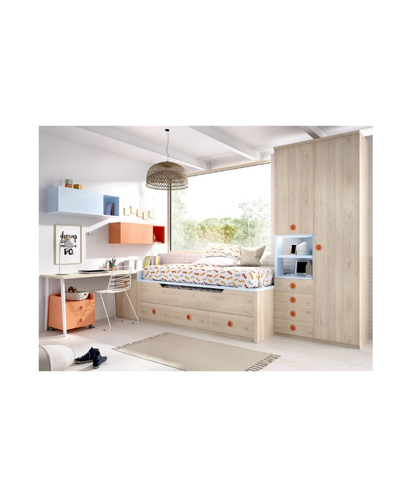 Dormitorio juvenil con gran capacidad de almacenaje Dormitorio juvenil con gran capacidad de almacenaje