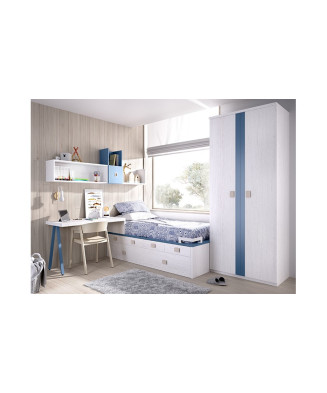 Dormitorio juvenil completo con acabado en azul