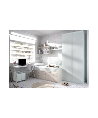 Dormitorio juvenil con escritorio armario y cajones