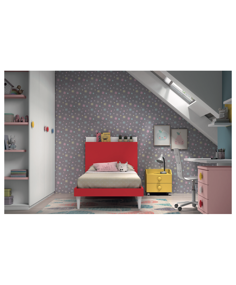 Dormitorio juvenil con armario y escritorio