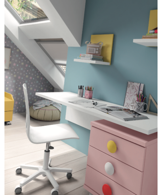 Dormitorio juvenil con armario y escritorio