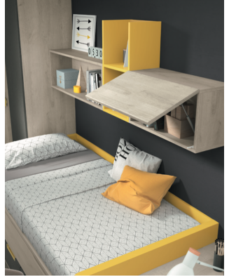 Dormitorio juvenil completo con modulos ocre