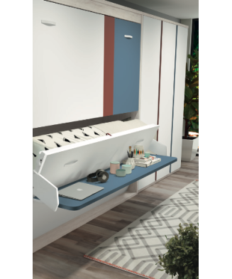 Dormitorio juvenil con cama doble abatible horizontal Dormitorio juvenil con cama doble abatible horizontal