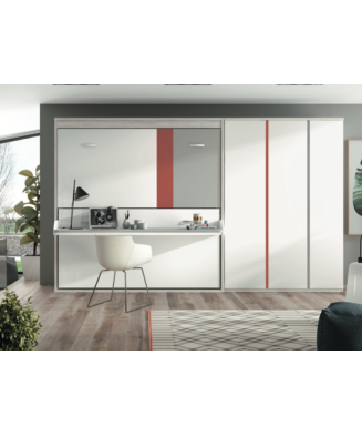Dormitorio juvenil con cama doble abatible horizontal