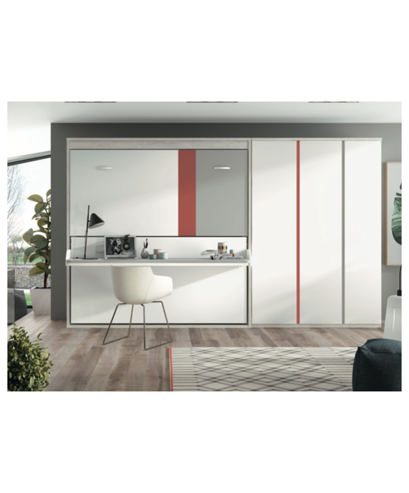 Dormitorio juvenil con cama doble abatible horizontal Dormitorio juvenil con cama doble abatible horizontal
