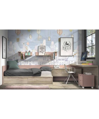 Dormitorio juvenil compacto con mesita