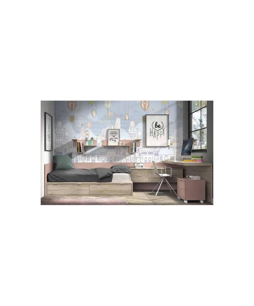 Dormitorio juvenil compacto con mesita Dormitorio juvenil compacto con mesita