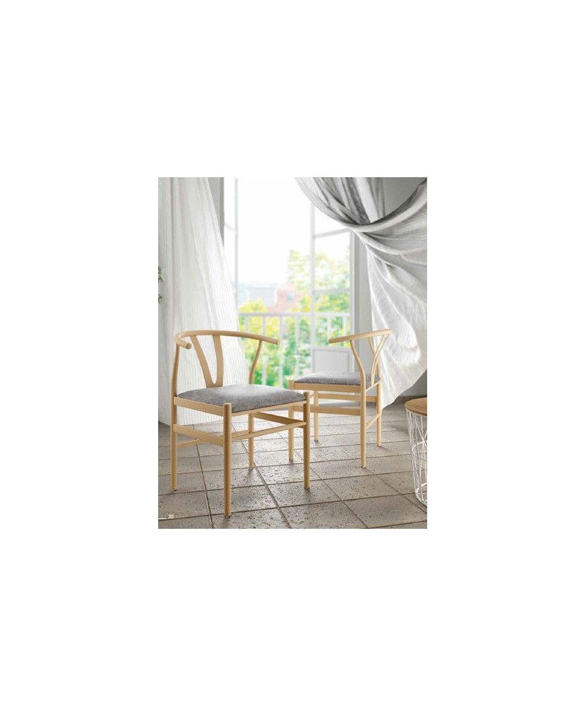 Pack de 2 sillas de metal con asiento tapizado