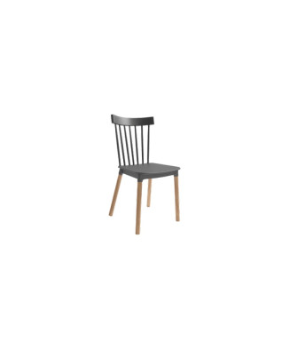 Pack de 4 sillas de polipropileno con patas de madera