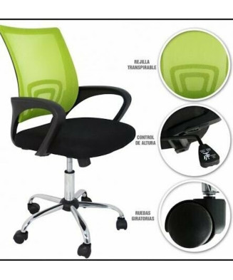 Silla de estudio infantil juvenil con asiento textil y respaldo en rejilla transpirable