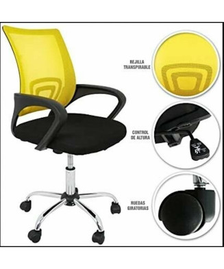 Silla de estudio infantil juvenil con asiento textil y respaldo en rejilla transpirable