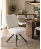 Silla Comedor Beige Acolchada Patas Negras 98€ | Centro Liquidación