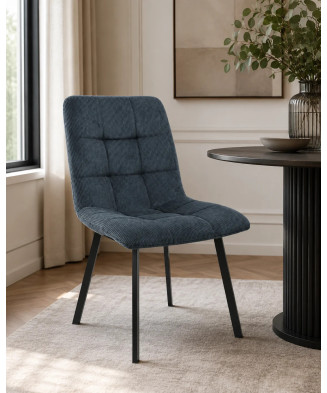 Silla Comedor Pana Azul Patas Negras 59€ | Centro Liquidación