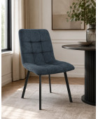 Silla Comedor Pana Azul Patas Negras 59€ | Centro Liquidación