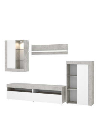 Mueble de comedor moderno con vitrina y leds de 265 cm