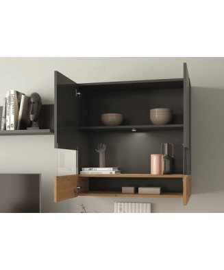 Mueble de salón moderno en tono grafito y organic