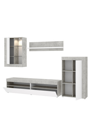 Mueble de comedor moderno con vitrina y leds de 265 cm