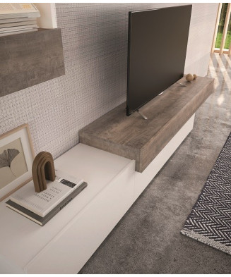 Mueble de salón en blanco lacado y organic
