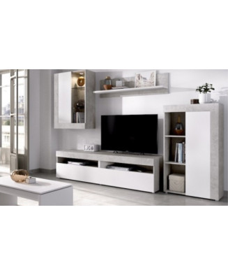 Mueble de comedor moderno con vitrina y leds de 265 cm