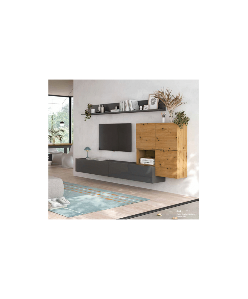 Salón modular en tono grafito y artesan
