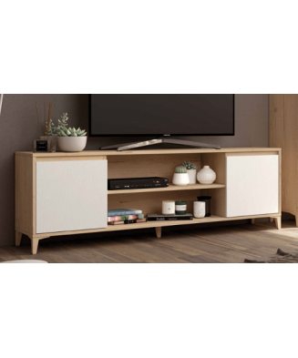 Salón modular en blanco y roble